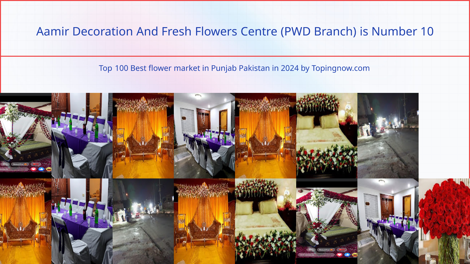 Aamir Decoration And Fresh Flowers Centre (PWD Branch): Top 100 Best flower market in Punjab Pakistan in 2024