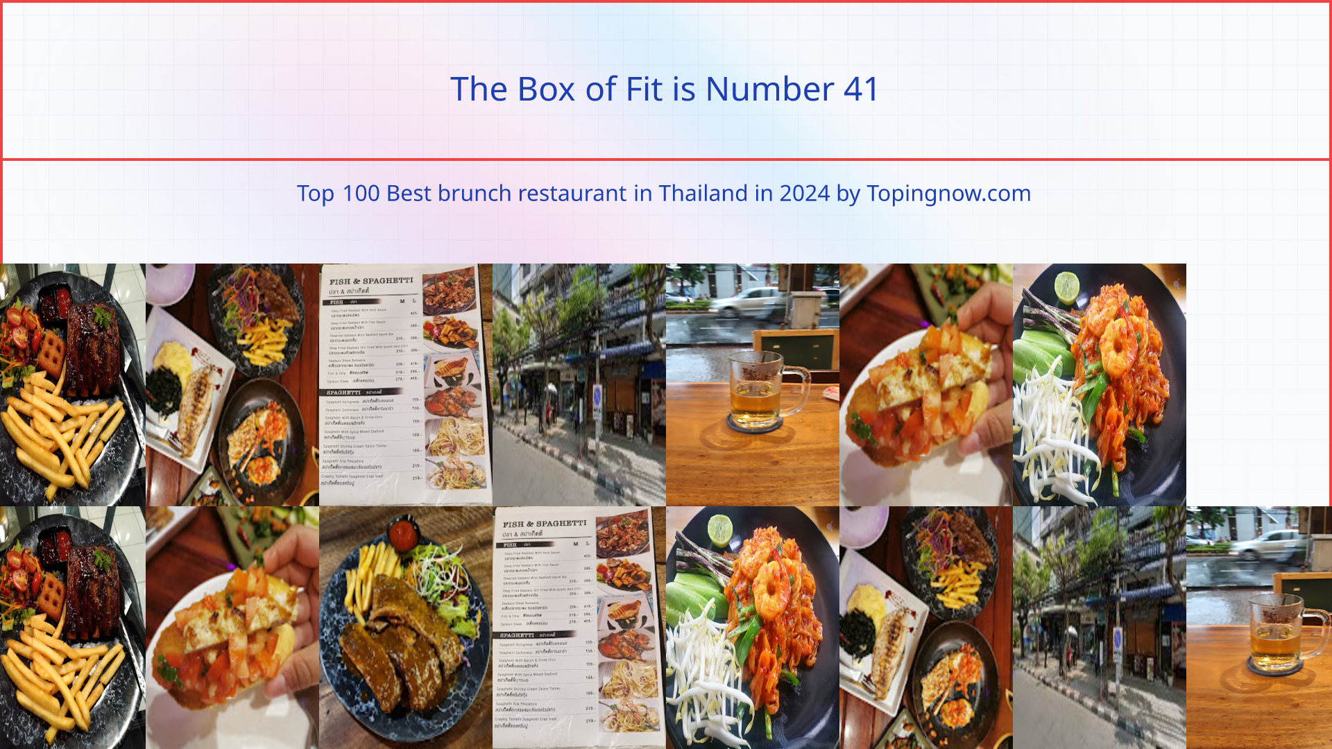 The Box of Fit: Top 100 Best brunch restaurant in Thailand in 2025