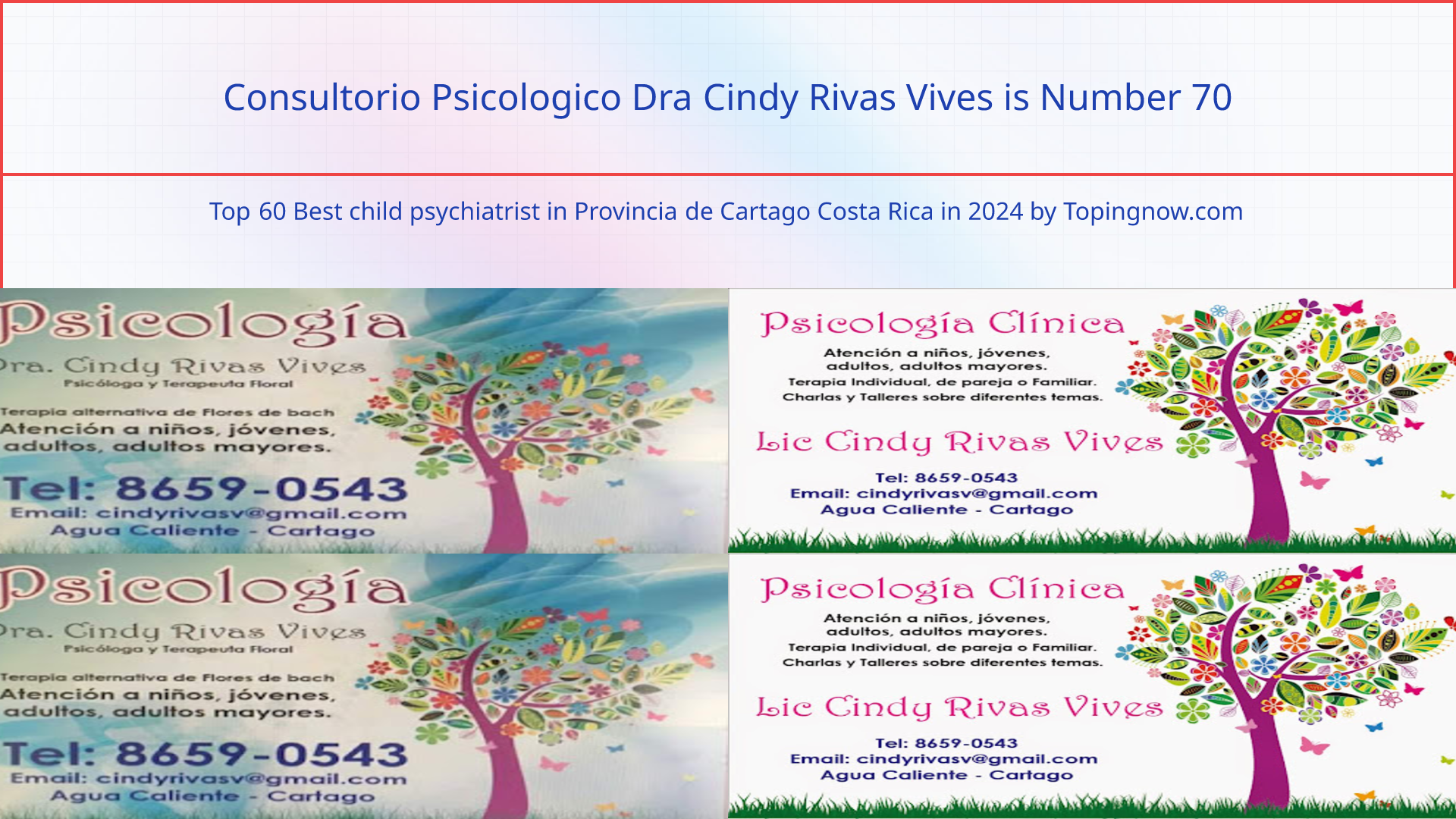 Consultorio Psicologico Dra Cindy Rivas Vives: Top 60 Best child psychiatrist in Provincia de Cartago Costa Rica in 2024