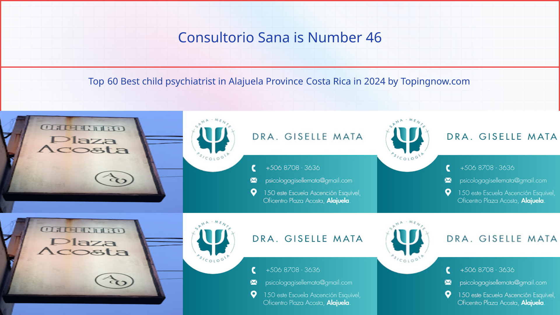 Consultorio Sana: Top 60 Best child psychiatrist in Alajuela Province Costa Rica in 2024