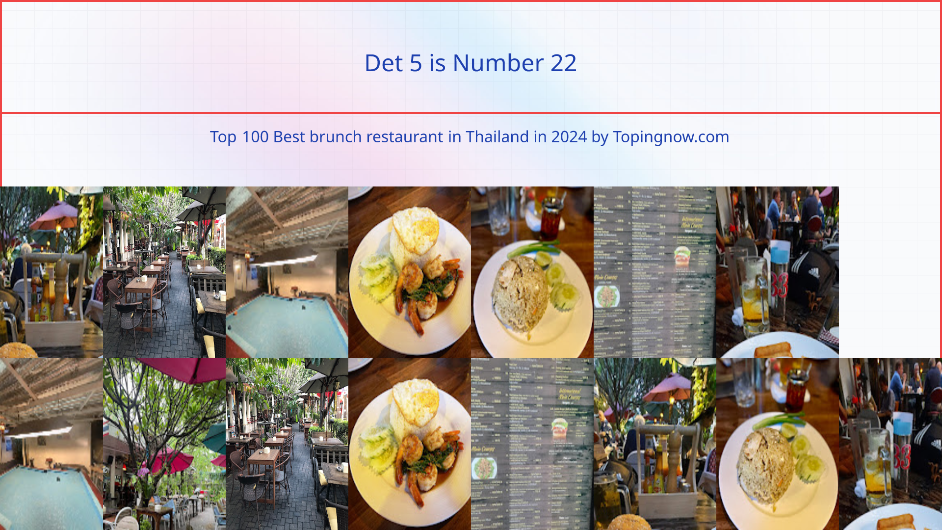Det 5: Top 100 Best brunch restaurant in Thailand in 2025
