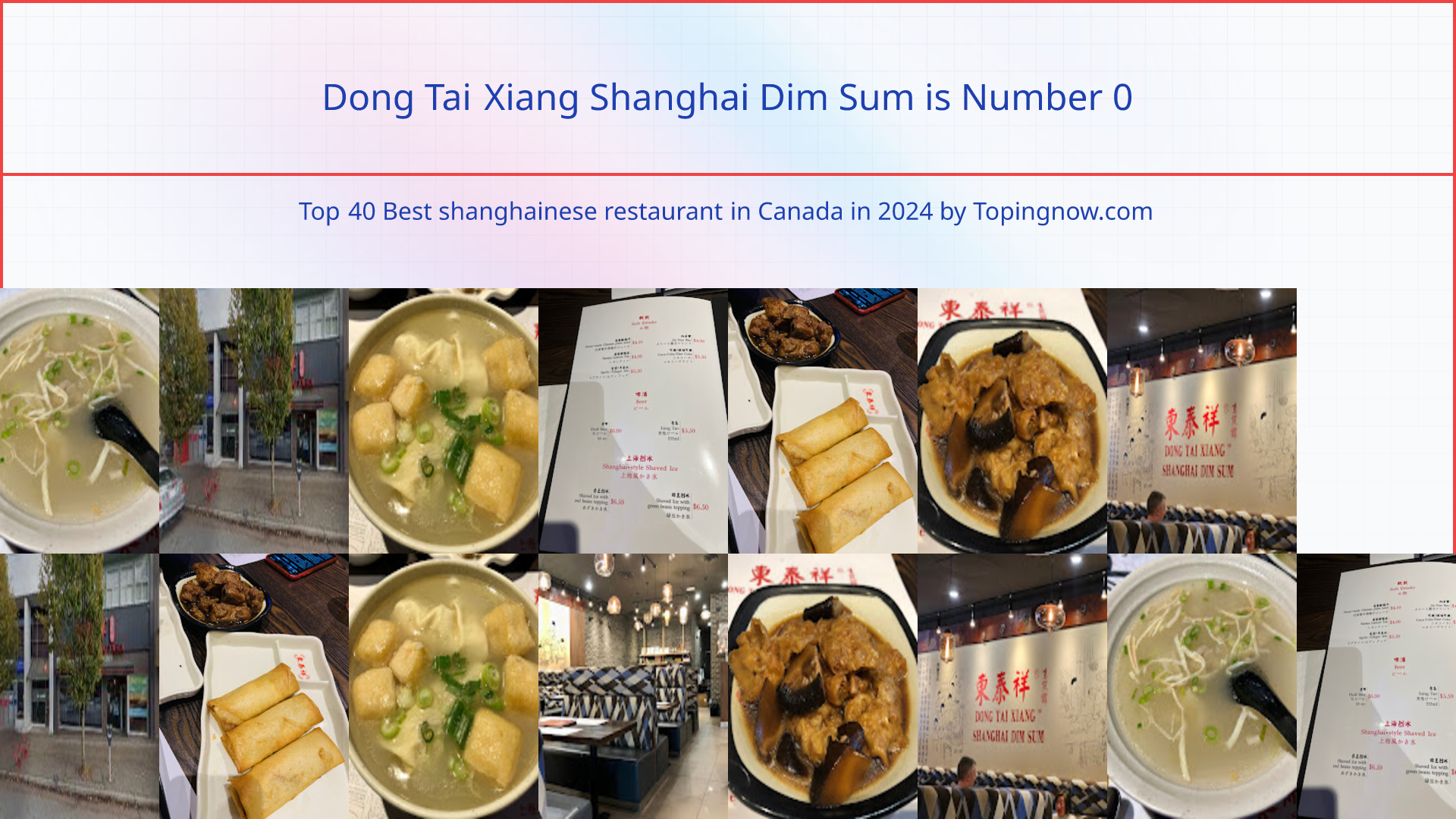 Dong Tai Xiang Shanghai Dim Sum: Top 40 Best shanghainese restaurant in Canada in 2025
