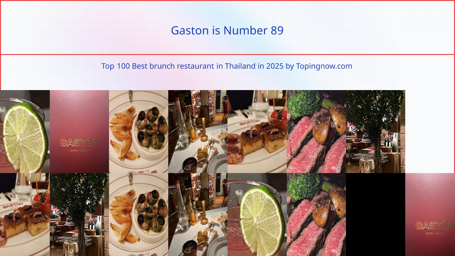 Gaston: Top 100 Best brunch restaurant in Thailand in 2025