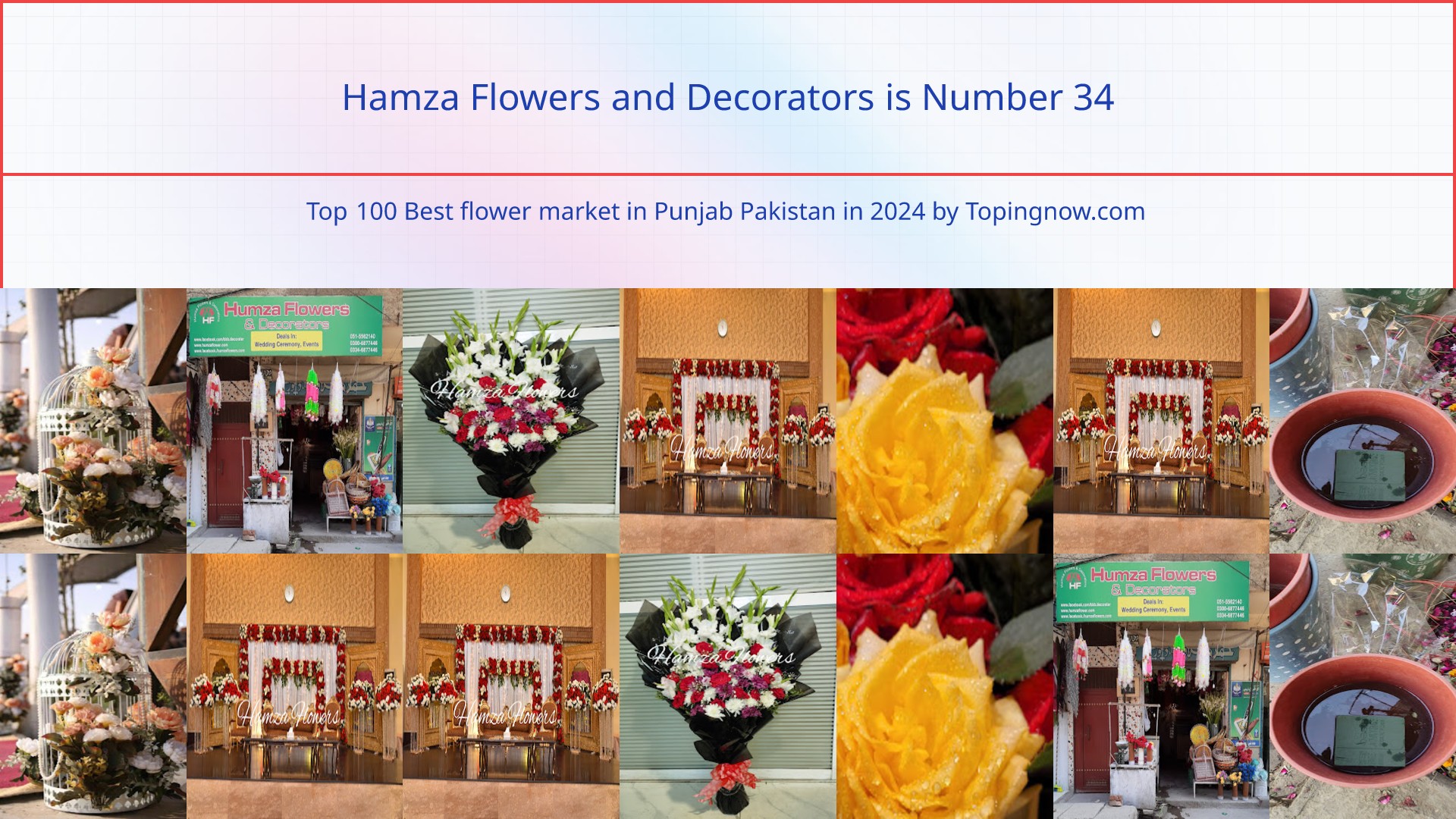 Hamza Flowers and Decorators: Top 100 Best flower market in Punjab Pakistan in 2024