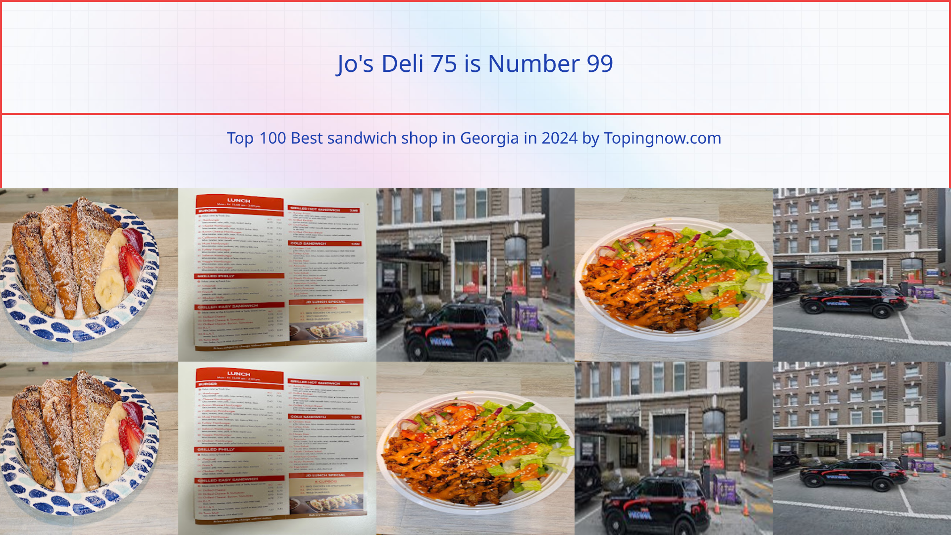 Jo's Deli 75: Top 100 Best sandwich shop in Georgia in 2024