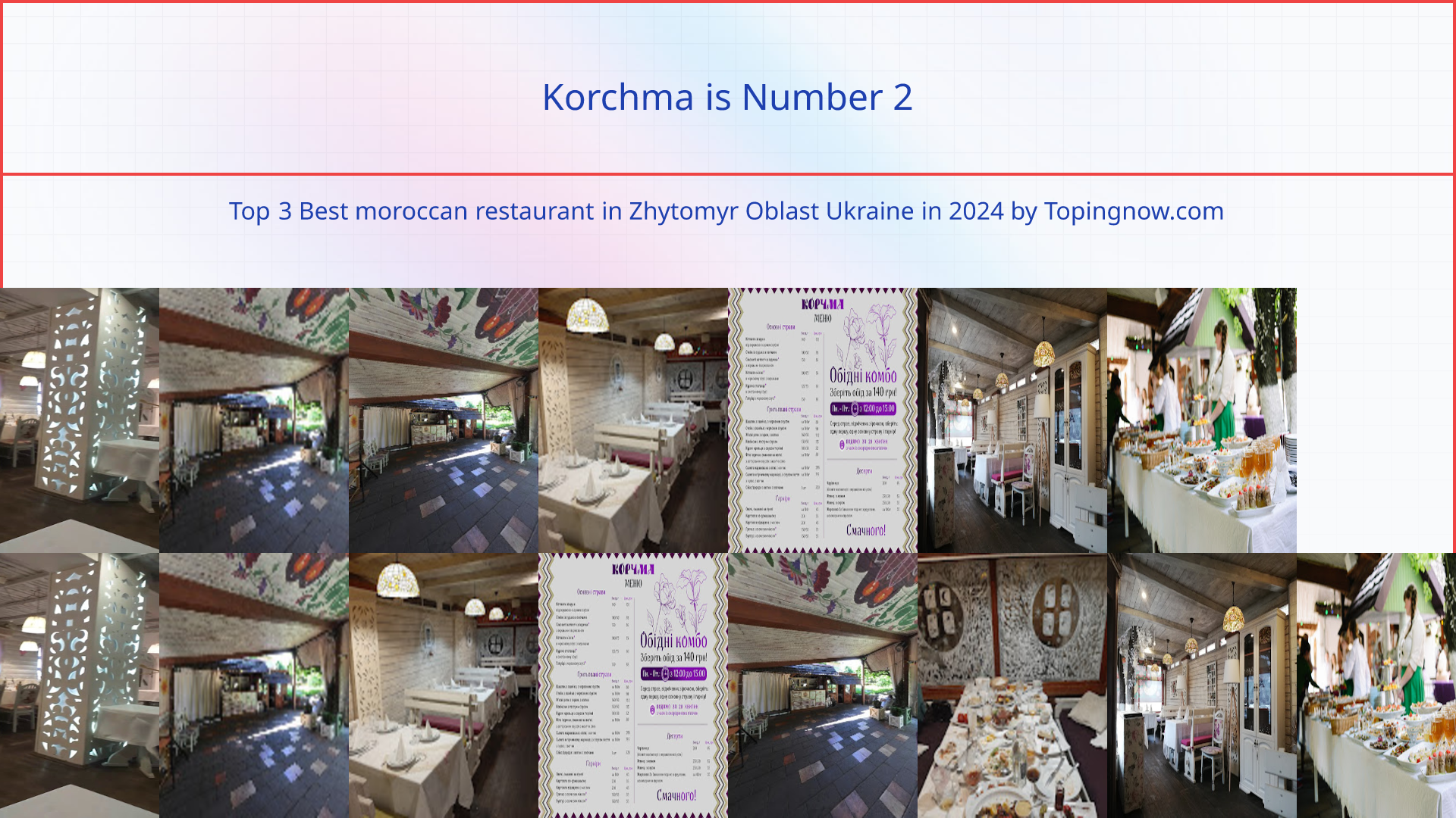 Korchma: Top 3 Best moroccan restaurant in Zhytomyr Oblast Ukraine in 2024