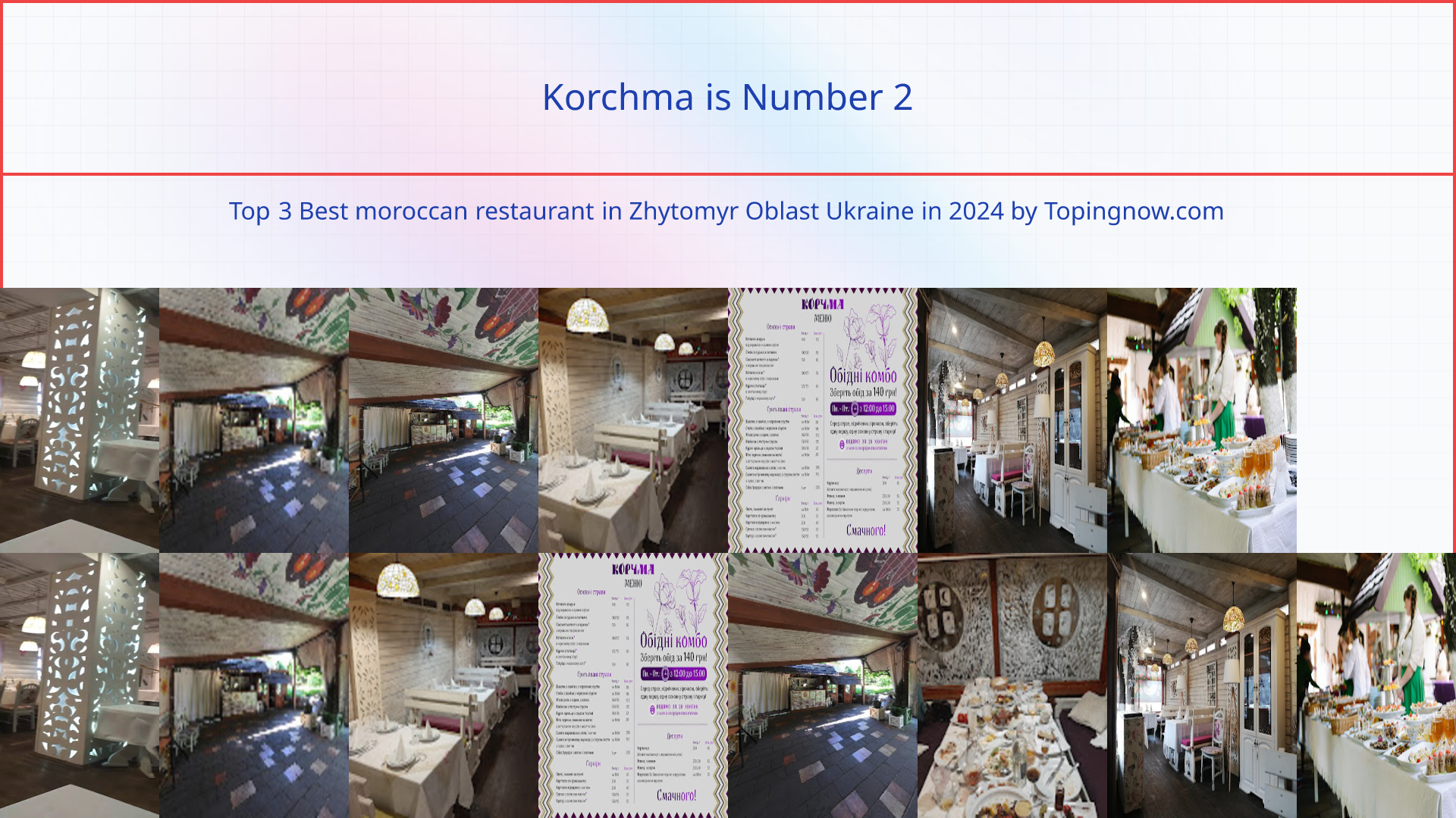 Korchma: Top 3 Best moroccan restaurant in Zhytomyr Oblast Ukraine in 2025