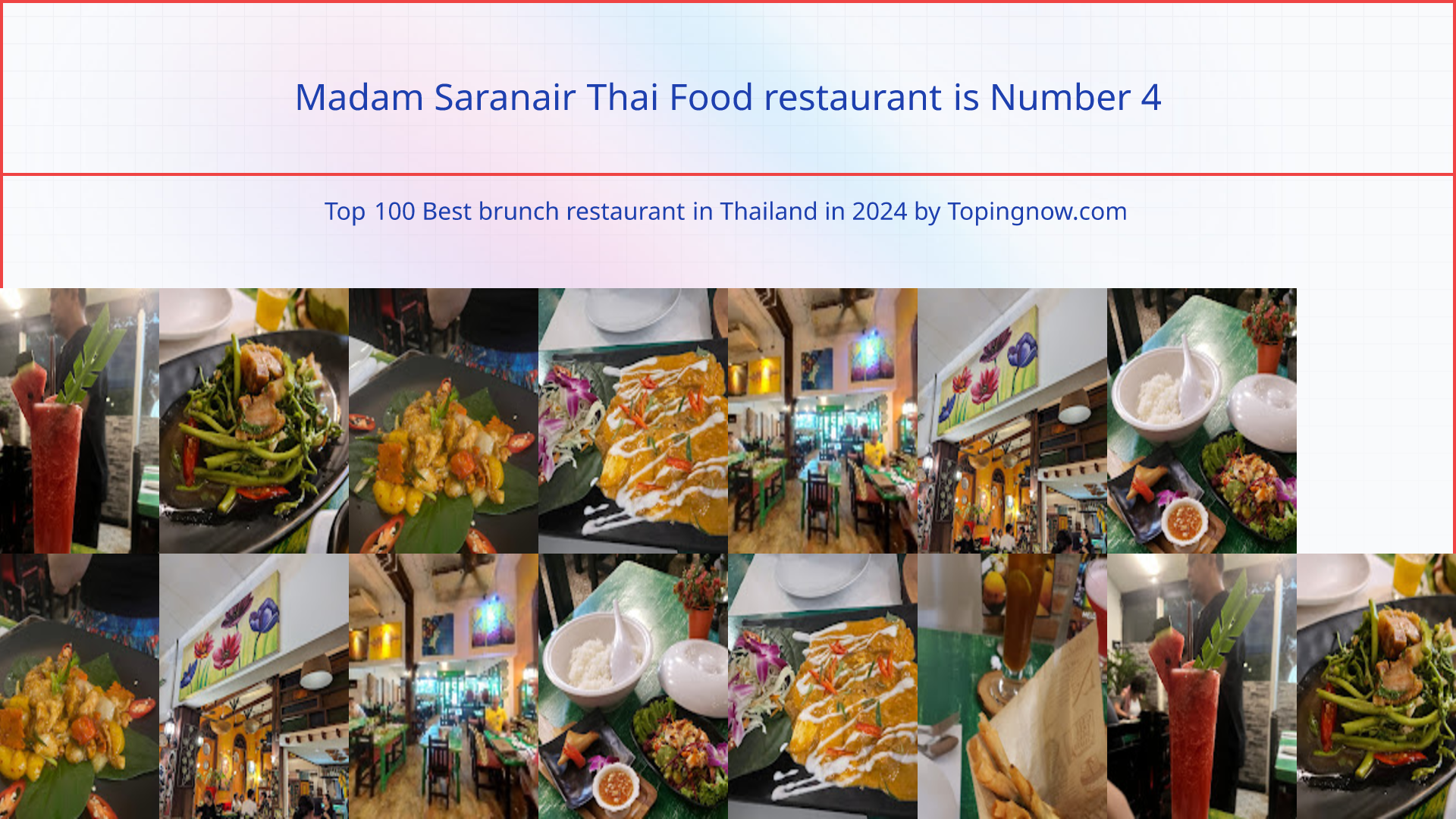 Madam Saranair Thai Food restaurant: Top 100 Best brunch restaurant in Thailand in 2025