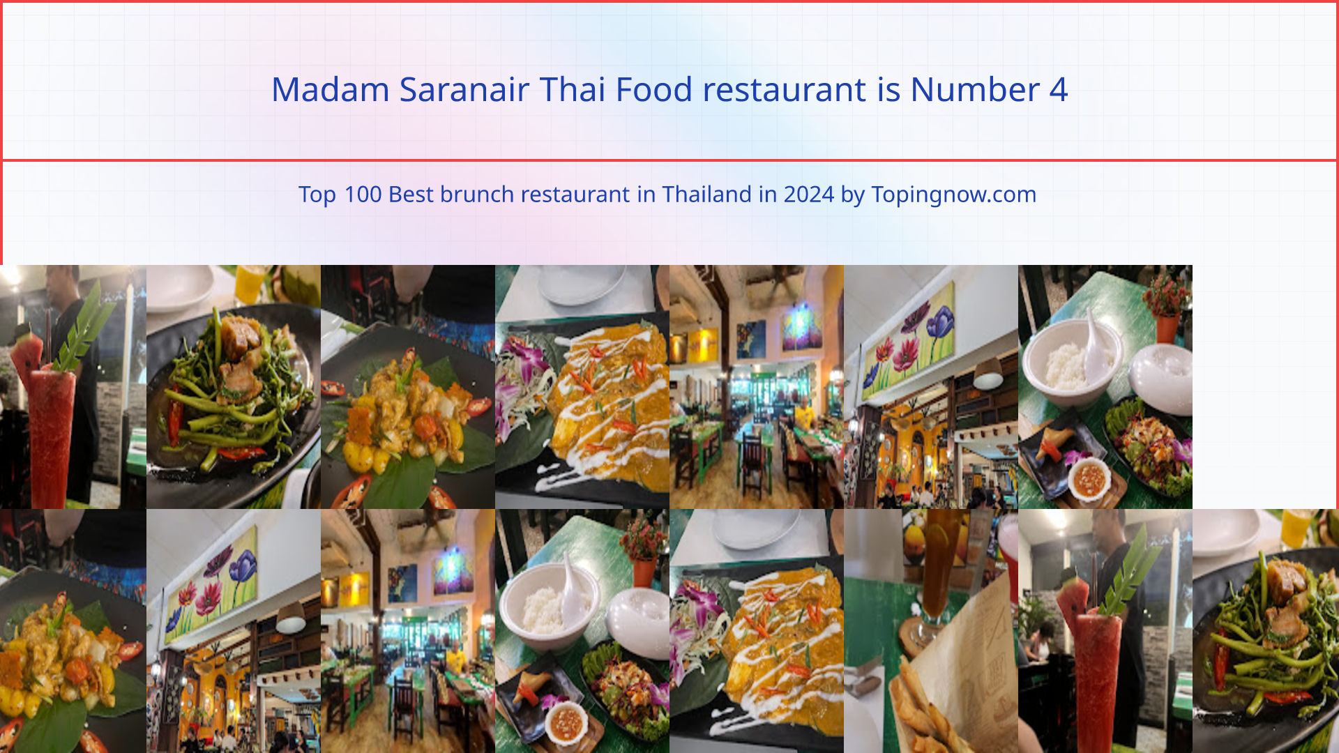 Madam Saranair Thai Food restaurant: Top 100 Best brunch restaurant in Thailand in 2024