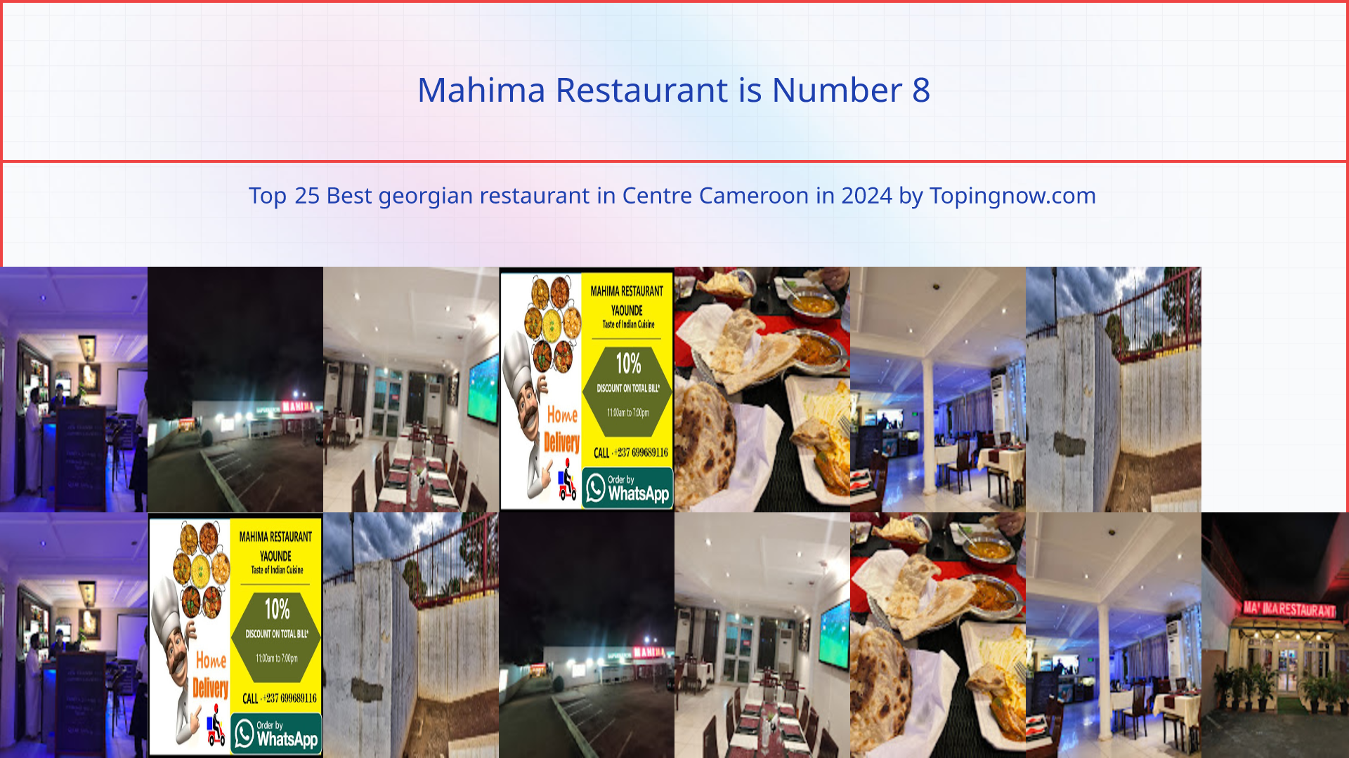Mahima Restaurant: Top 25 Best georgian restaurant in Centre Cameroon in 2025