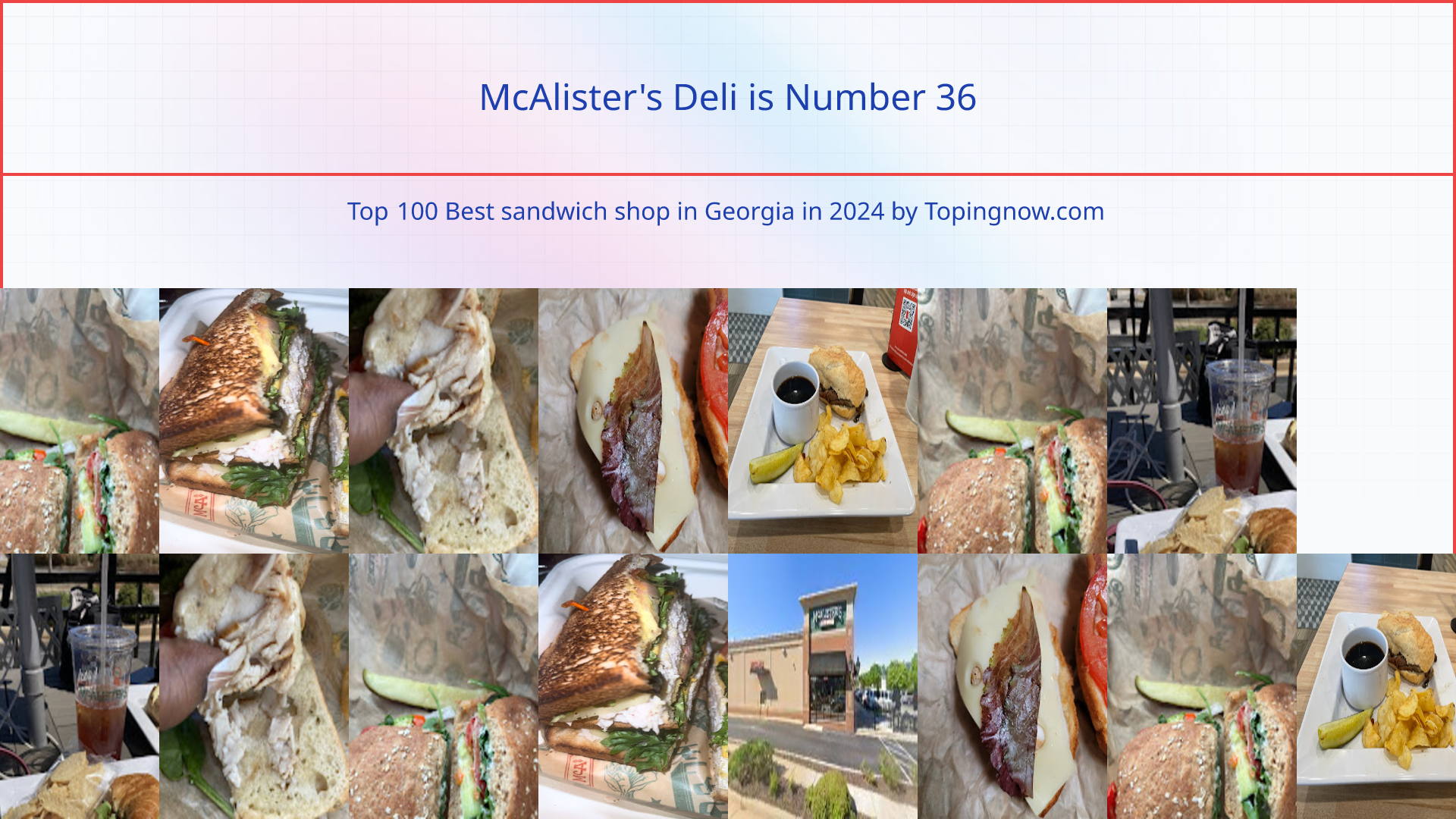 McAlister's Deli: Top 100 Best sandwich shop in Georgia in 2024