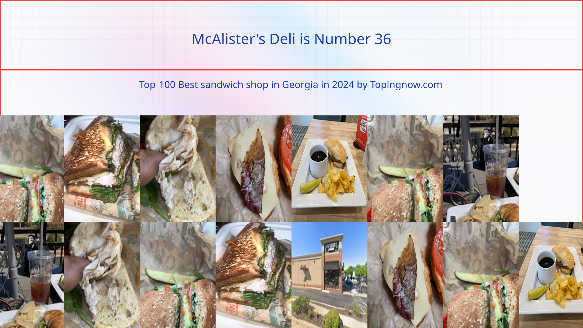 McAlister's Deli: Top 100 Best sandwich shop in Georgia in 2025