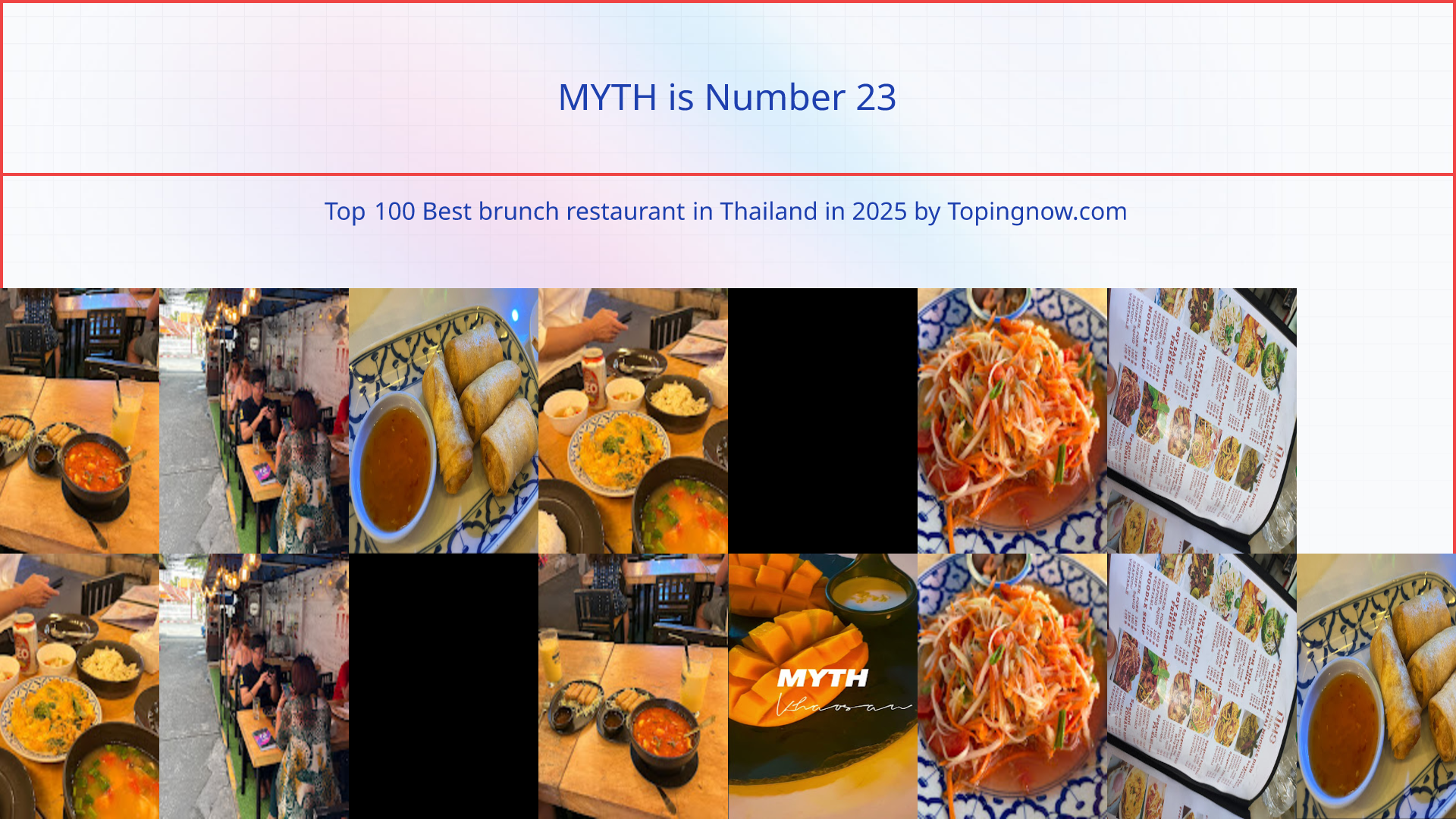MYTH: Top 100 Best brunch restaurant in Thailand in 2025