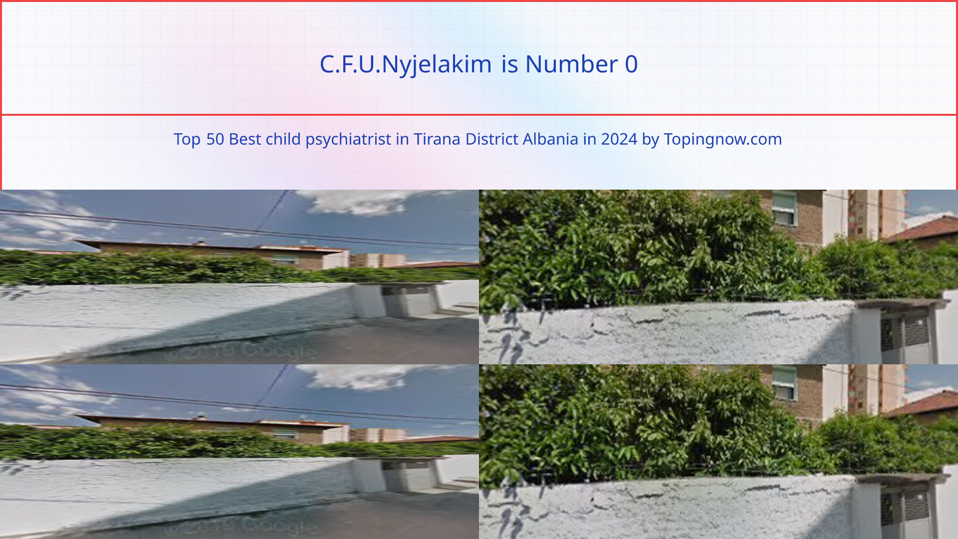 C.F.U.Nyjelakim: Top 50 Best child psychiatrist in Tirana District Albania in 2024