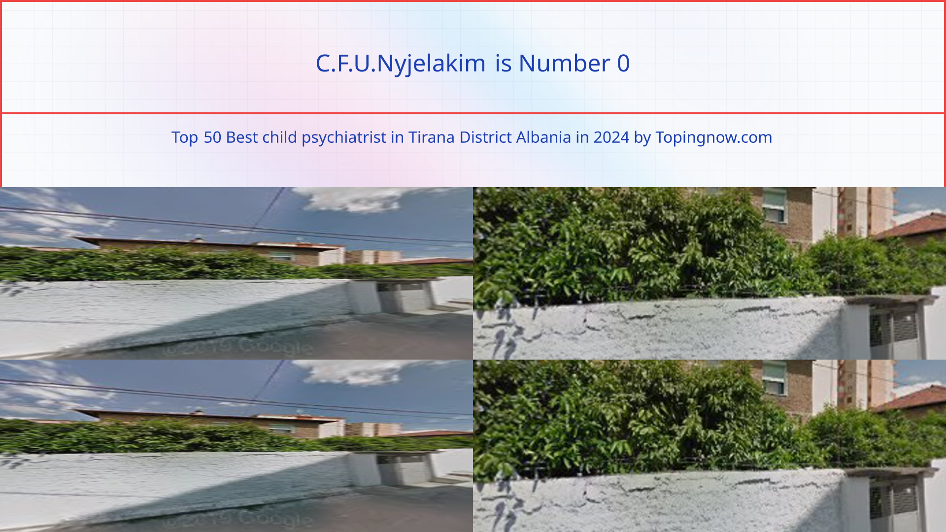 C.F.U.Nyjelakim: Top 50 Best child psychiatrist in Tirana District Albania in 2025