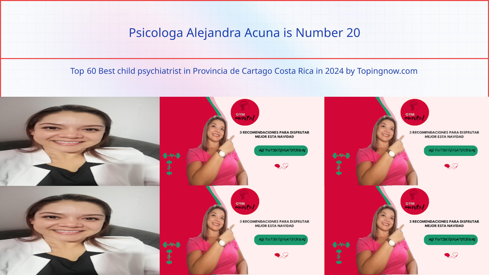 Psicologa Alejandra Acuna: Top 60 Best child psychiatrist in Provincia de Cartago Costa Rica in 2025