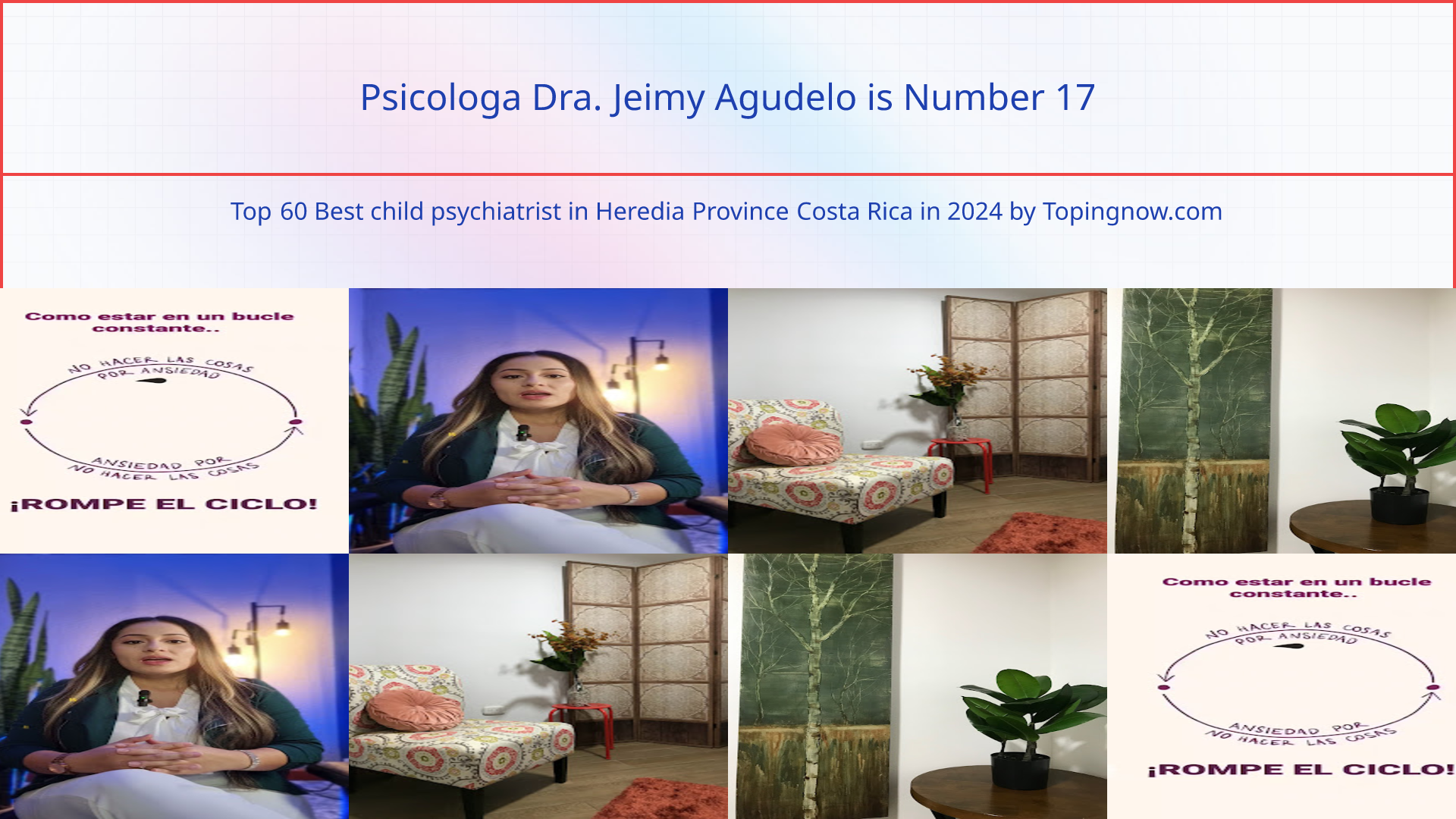 Psicologa Dra. Jeimy Agudelo: Top 60 Best child psychiatrist in Heredia Province Costa Rica in 2025