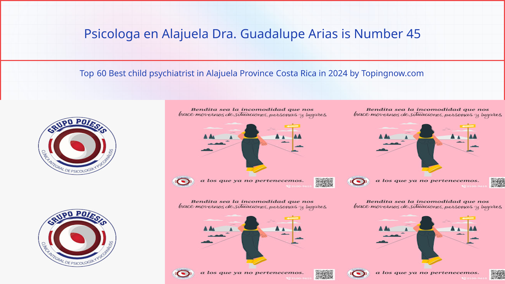 Psicologa en Alajuela Dra. Guadalupe Arias: Top 60 Best child psychiatrist in Alajuela Province Costa Rica in 2024
