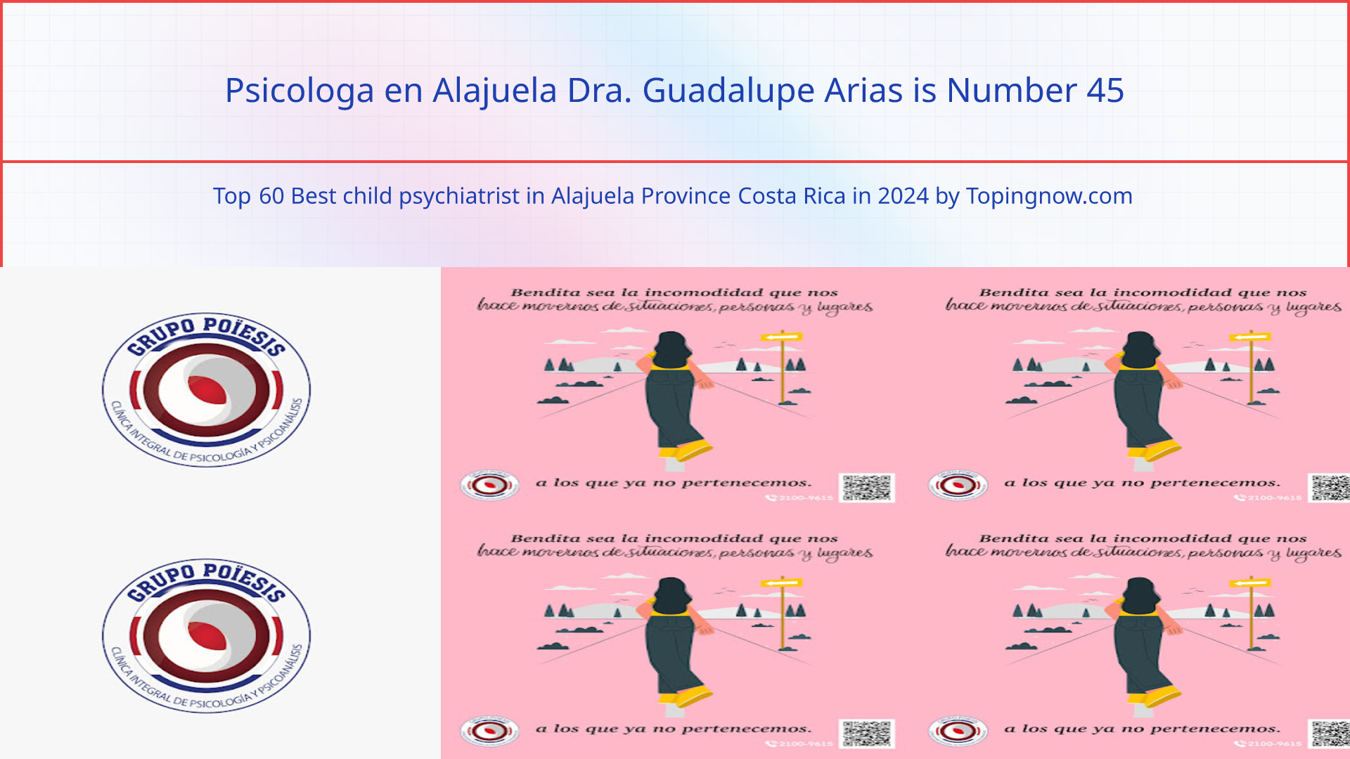 Psicologa en Alajuela Dra. Guadalupe Arias: Top 60 Best child psychiatrist in Alajuela Province Costa Rica in 2025