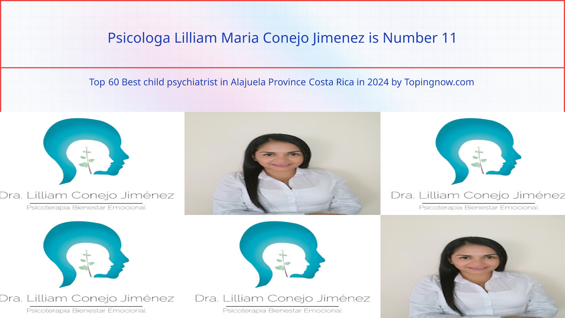 Psicologa Lilliam Maria Conejo Jimenez: Top 60 Best child psychiatrist in Alajuela Province Costa Rica in 2024
