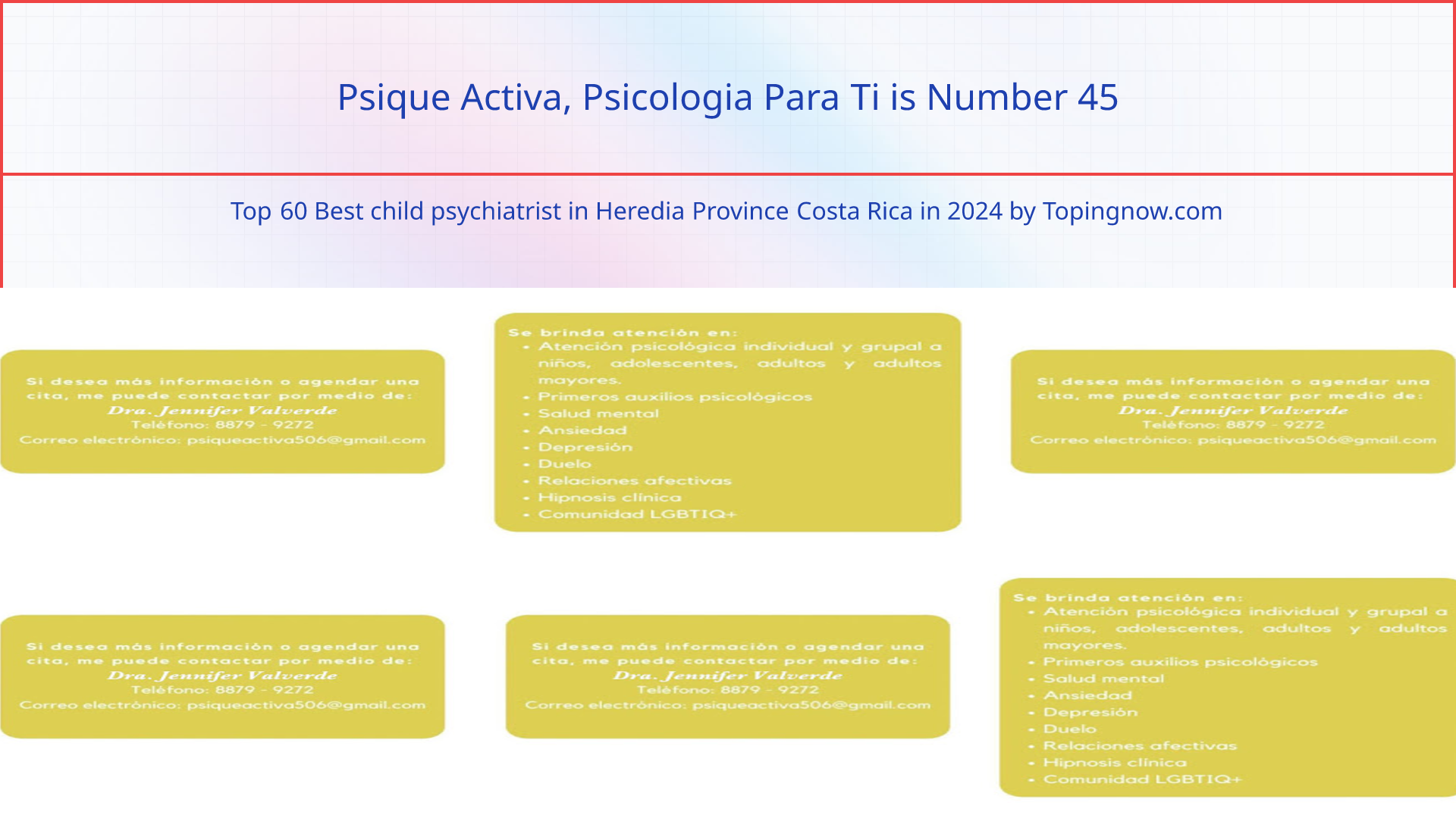 Psique Activa, Psicologia Para Ti: Top 60 Best child psychiatrist in Heredia Province Costa Rica in 2025