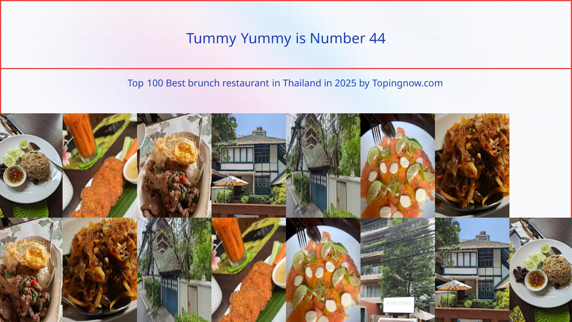 Tummy Yummy: Top 100 Best brunch restaurant in Thailand in 2025